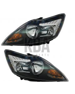Ford Focus 2008-2011 Black Headlight Headlamp Pair Set Both Right & Left