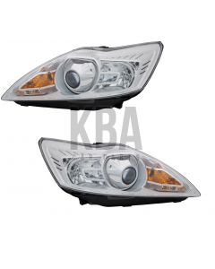 Ford Focus Mk2 2008-2011 Chrome Headlight Headlamp Pair Right Left O/S N/S