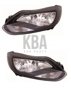 Ford Focus 2011-2014 Black Headlight Headlamp Pair Right Left
