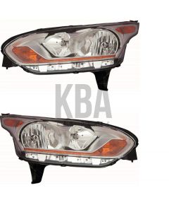 Ford Transit Connect 2014-2019 Chrome Headlight Headlamp Off Side & Near Side Set Lh & Rh