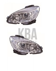 Mercedes C Class W204 2007-2011 Headlight Headlamp Pair Set O/S N/S Right Left