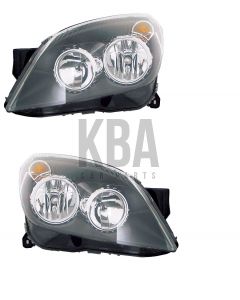 Vauxhall Astra Mk5 2004-2009 Black Headlight Headlamp Pair Right Left