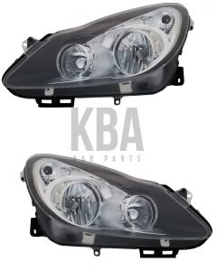 Vauxhall Corsa D 2006-2011 Sxi Black Headlight Headlamp Right & Left Pair