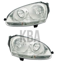 Vw Golf 2004-2009 Chrome Headlight Headlamp Pair Right & Left