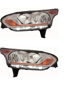 Ford Transit Connect 2014-2019 Chrome Headlight Headlamp Off Side & Near Side Set Lh & Rh