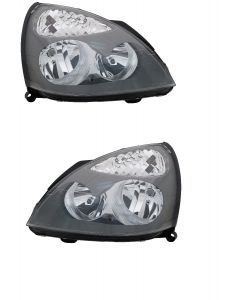 Renault Clio 2001-2005 Black Headlight Headlamp Pair Right Left