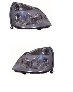 Renault Clio 2001-2005 Grey Headlight Headlamp Pair O/S N/S