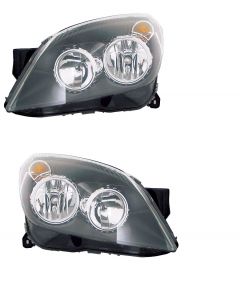 Vauxhall Astra Mk5 2004-2009 Black Headlight Headlamp Pair Right Left