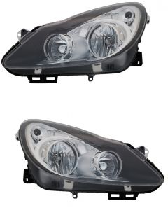 Vauxhall Corsa D 2006-2011 Sxi Black Headlight Headlamp Right & Left Pair