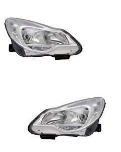 Vauxhall Corsa D 2011-2015 Headlight Headlamp Chrome Pair Set Both Right & Left