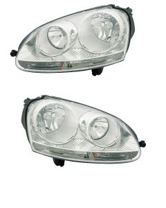 Vw Golf 2004-2009 Chrome Headlight Headlamp Pair Right & Left