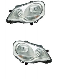 Vw Polo 2005-2009 Headlight Headlamp Chrome Pair Right Left